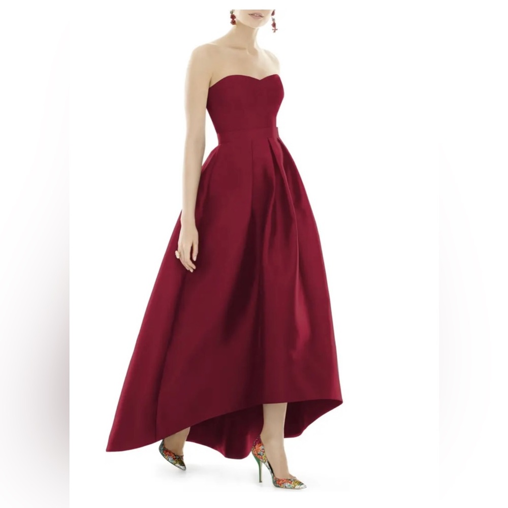 ALFRED SUNG Strapless High/Low Ballgown
